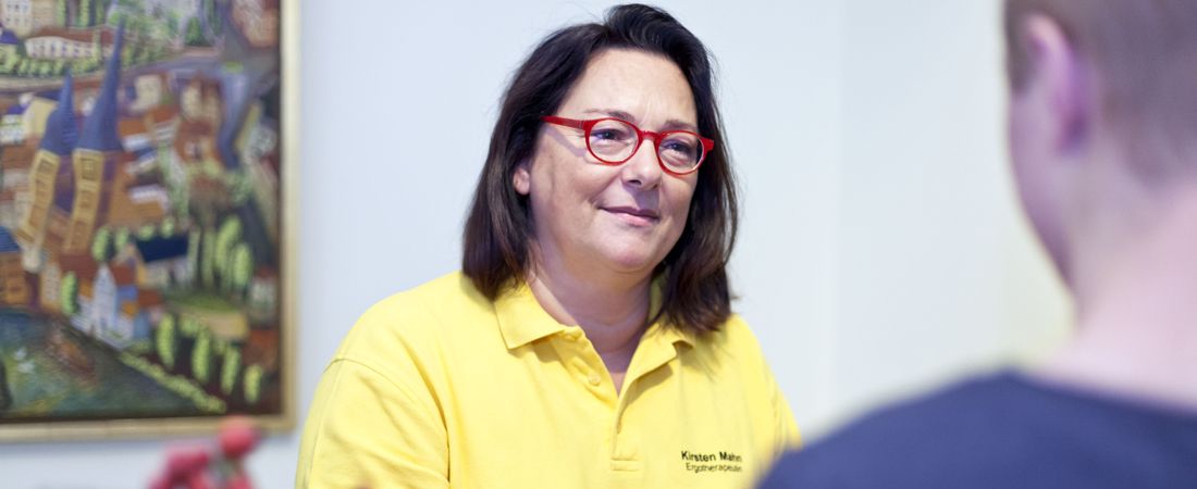 Kirsten Mahn heißt Patient willkommen